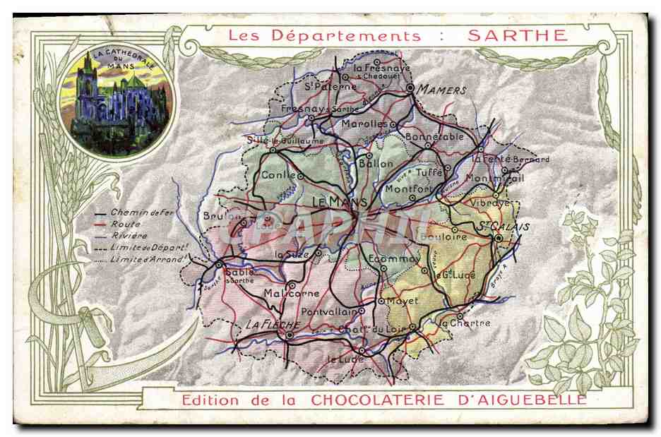 Les Départements : SARTHE — Édition de la CHOCOLATERIE D'AIGUEBELLE