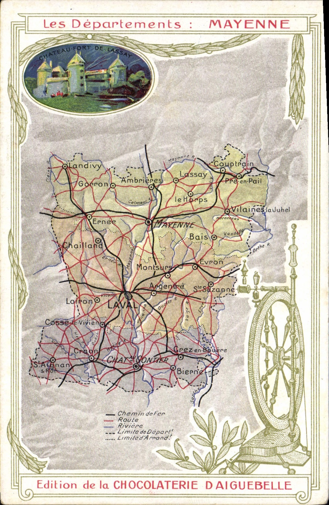 Mayenne — Carte des Départements — Édition de la Chocolaterie d'Aiguebelle