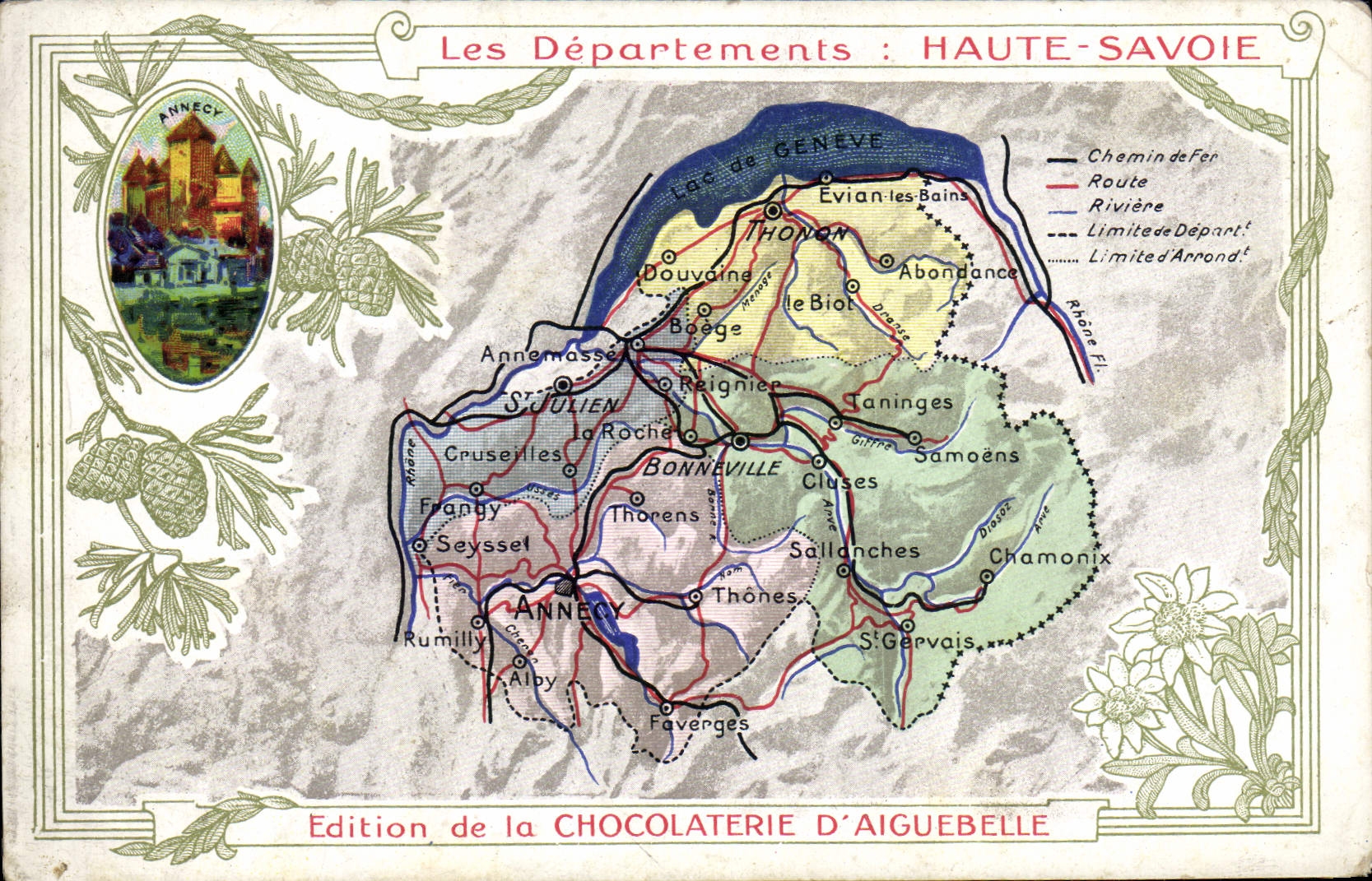 Haute-Savoie — Carte géographique et descriptive — Édition de la Chocolaterie d'Aiguebelle