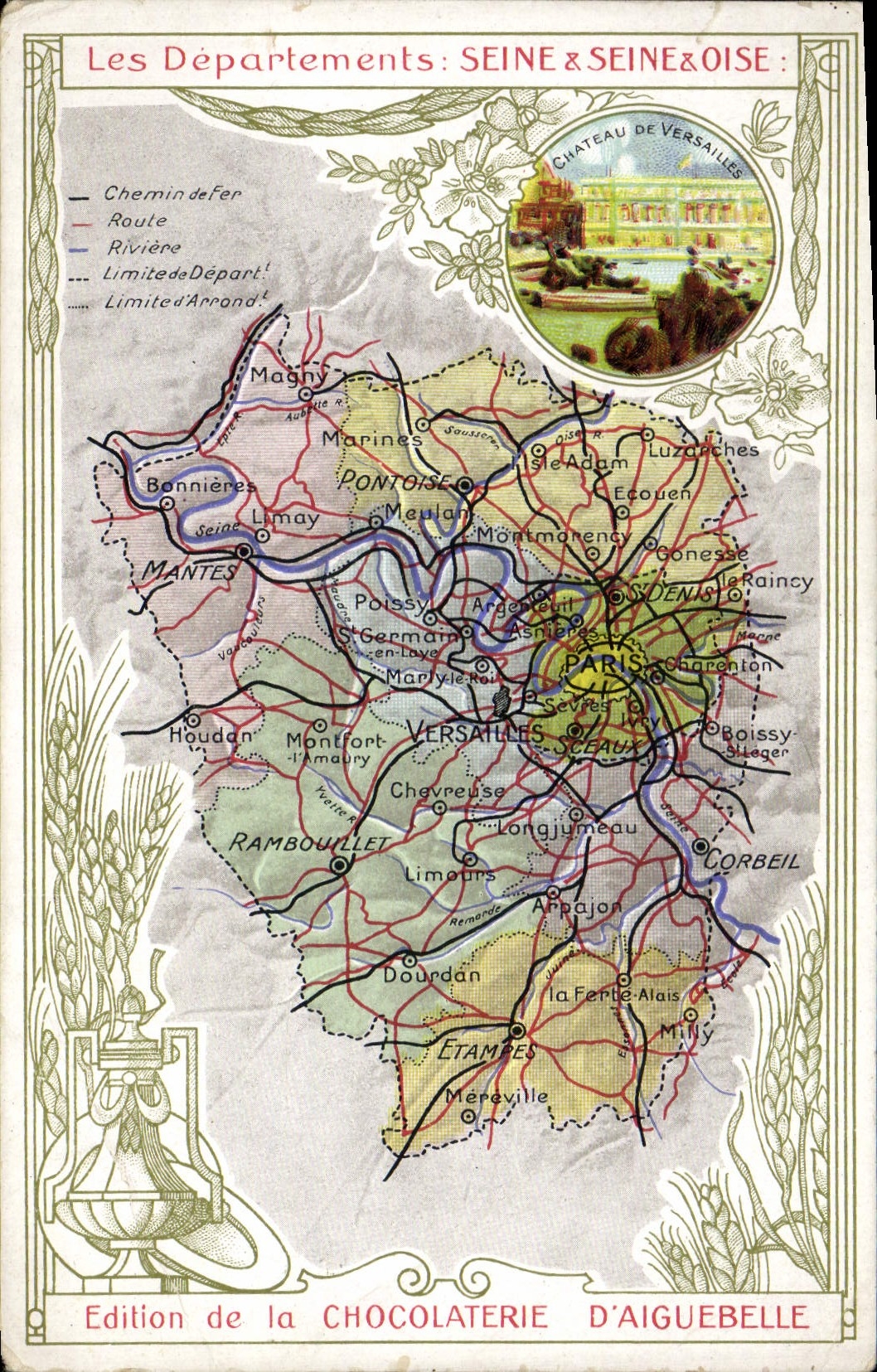 Les Départements : SEINE & SEINE-ET-OISE : — Édition de la CHOCOLATERIE D'AIGUEBELLE