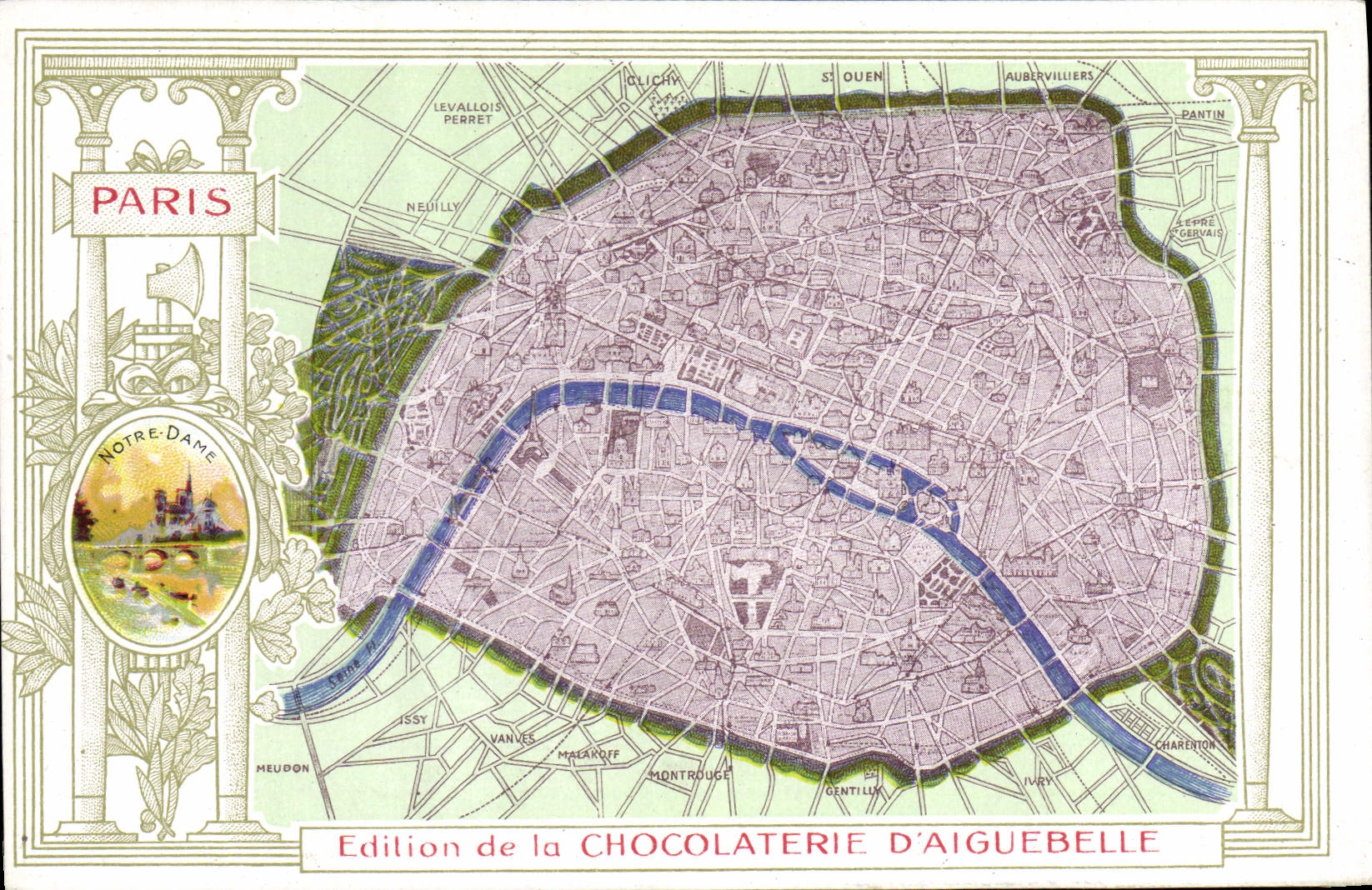 CPA Carte geographique Chocolaterie d'Aiguebelle Paris 