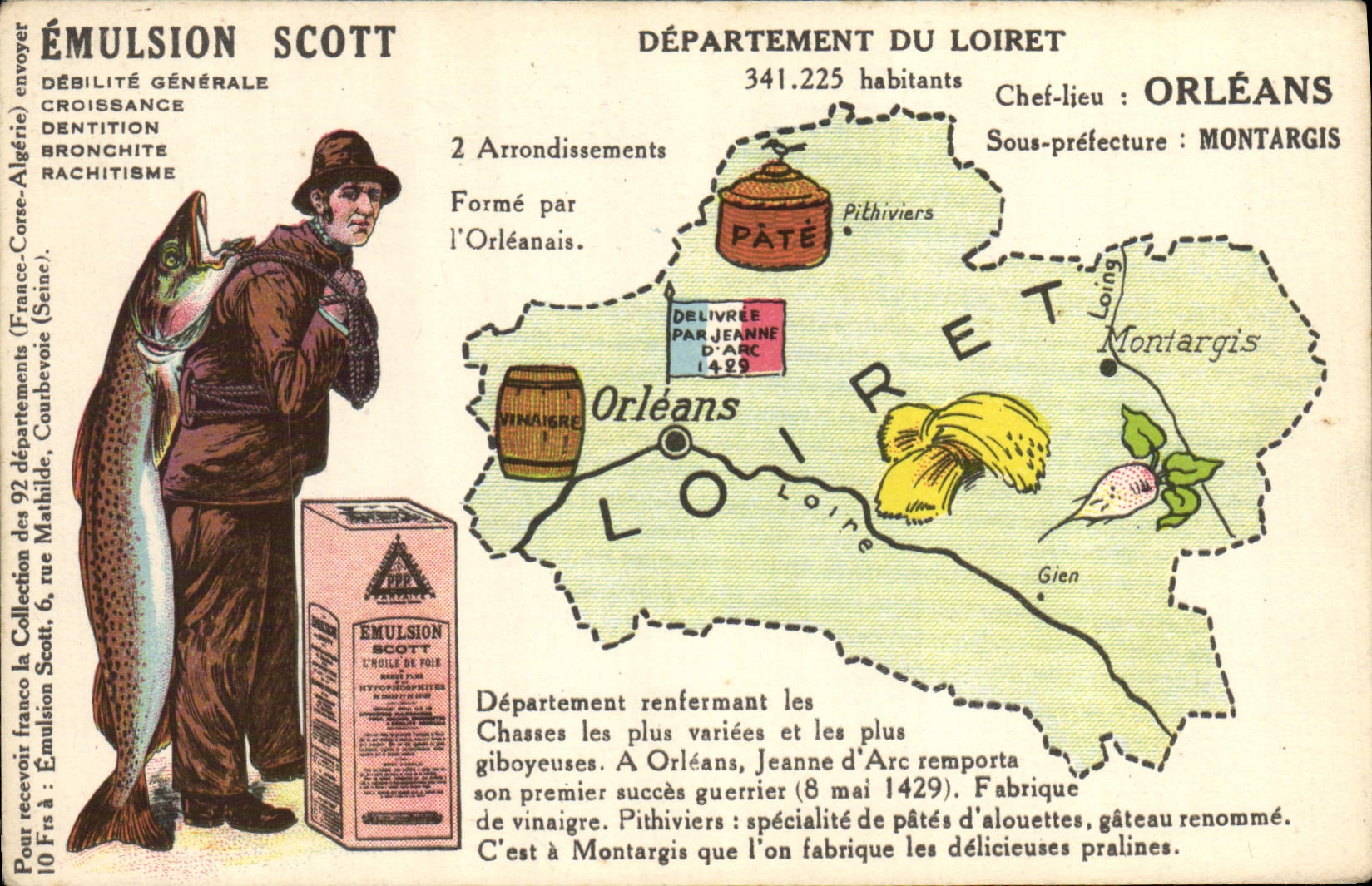 Dipartimento del Loiret — Carta pubblicitaria per l'Emulsione Scott — Editore: Collezione Scott