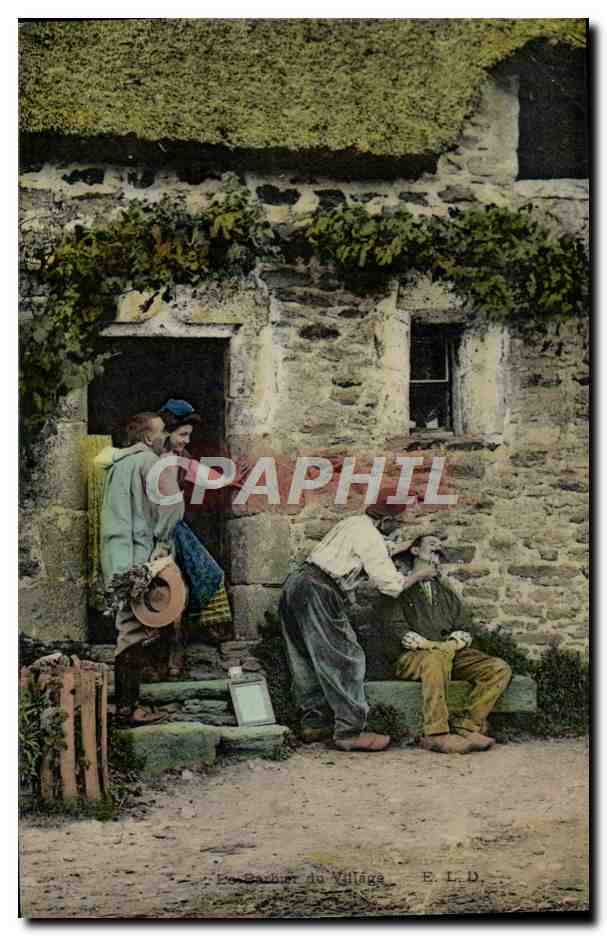 CPA Folklore le barbier du village 