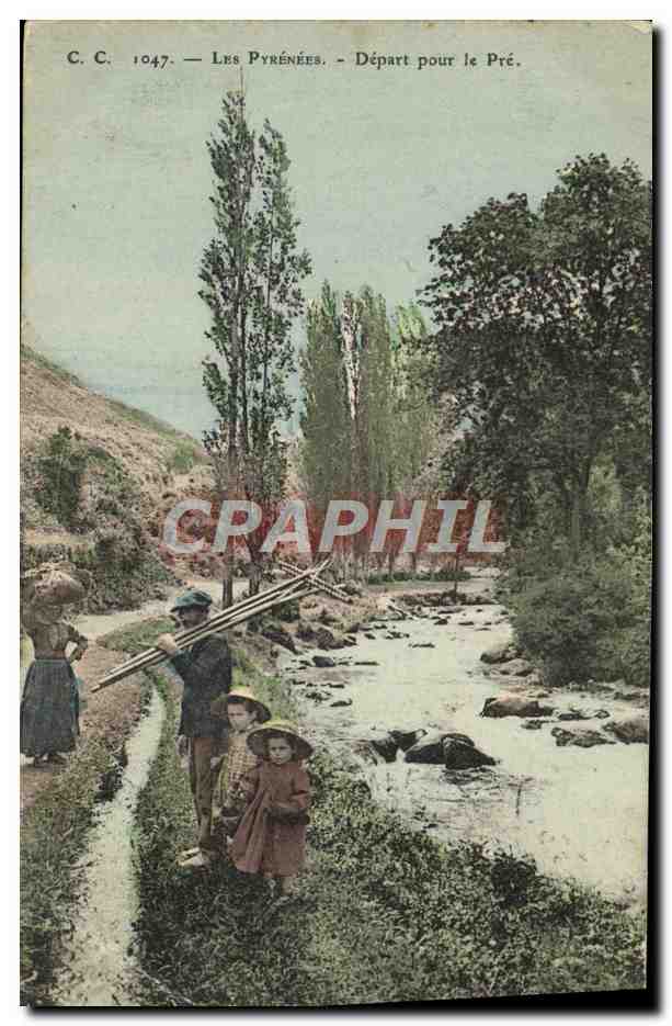 CPA Folklore Pyrenees Depart pour le pre