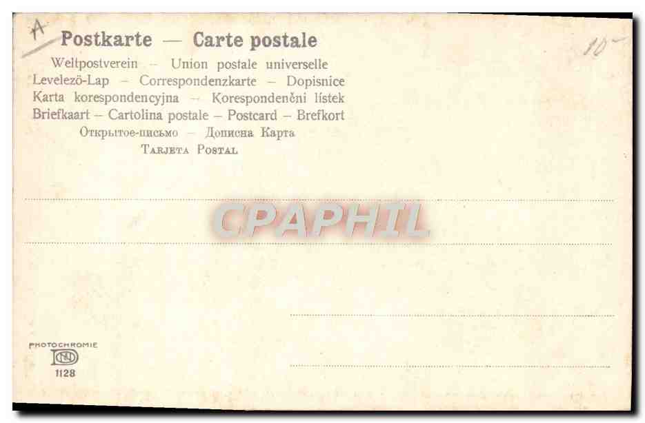 Scène de moisson — Paysage rural avec chariot de foin — Photocromie DSD n°1128 — Verso