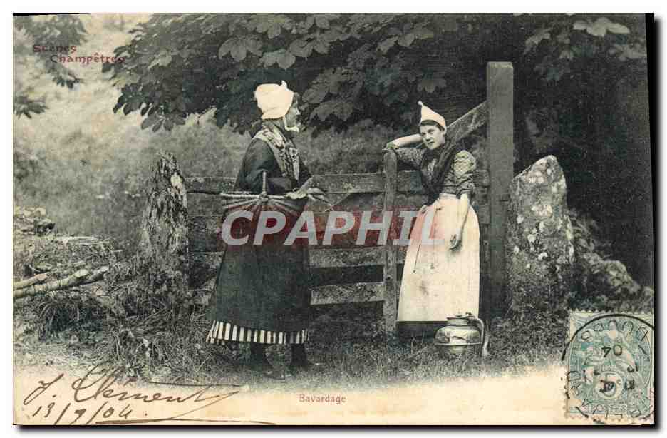 CPA Folklore Bavardage Femmes 