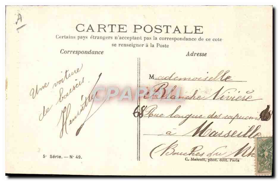 CPA Folklore Femme Le depart pour les champs — Verso