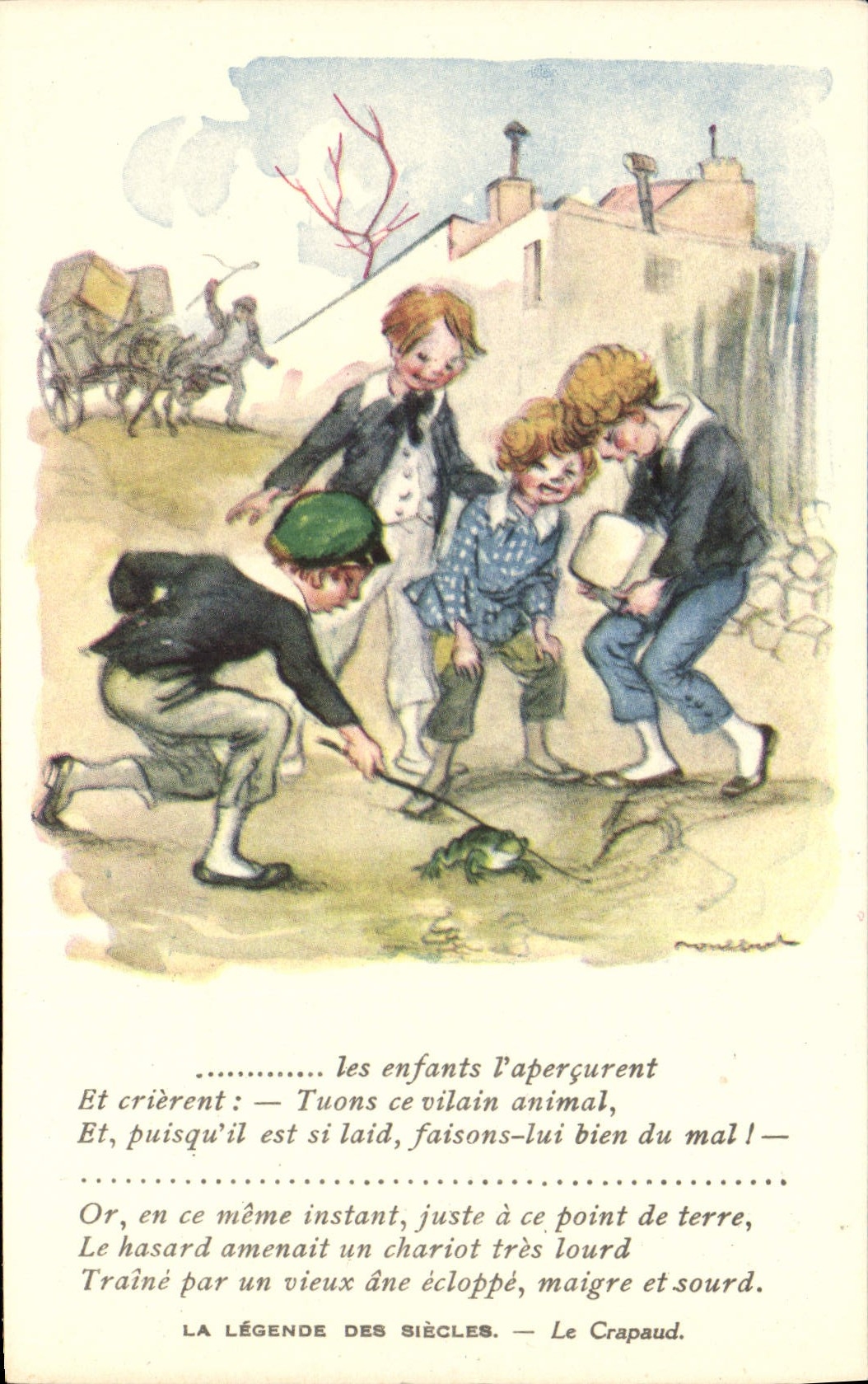 CPA Fantaisie Illustrateur Poulbot Victor Hugo La legende des siecles Crapaud Grenouille 