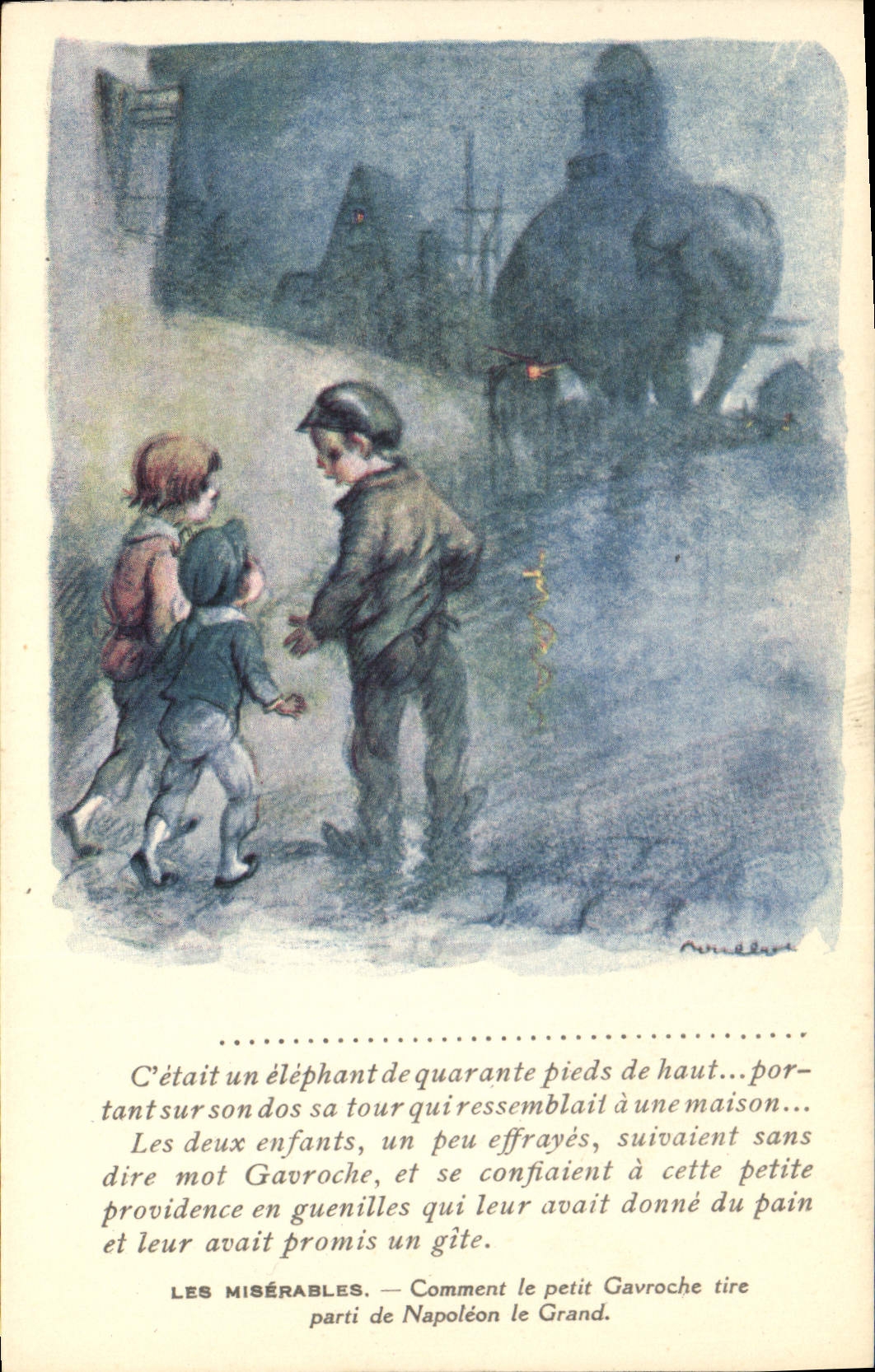 CPA Fantaisie Illustrateur Poulbot Victor Hugo Les Miserables Elephant