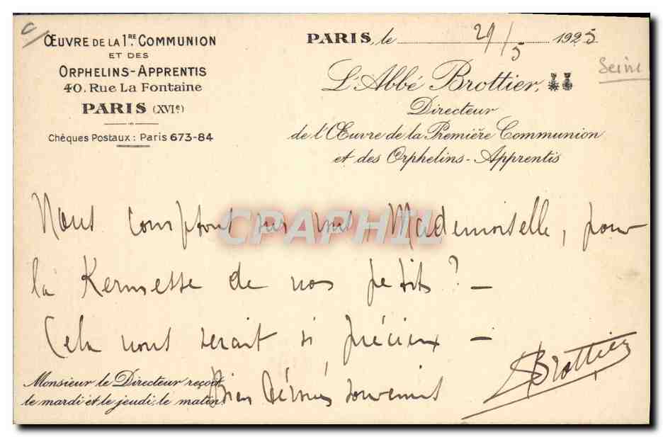 Pose de la Pierre de la Chapelle des Orphelins d'Auteuil — dédiée à la Bienheureuse Thérèse de l'Enfant Jésus — Photo Henri Manuel — Reverso