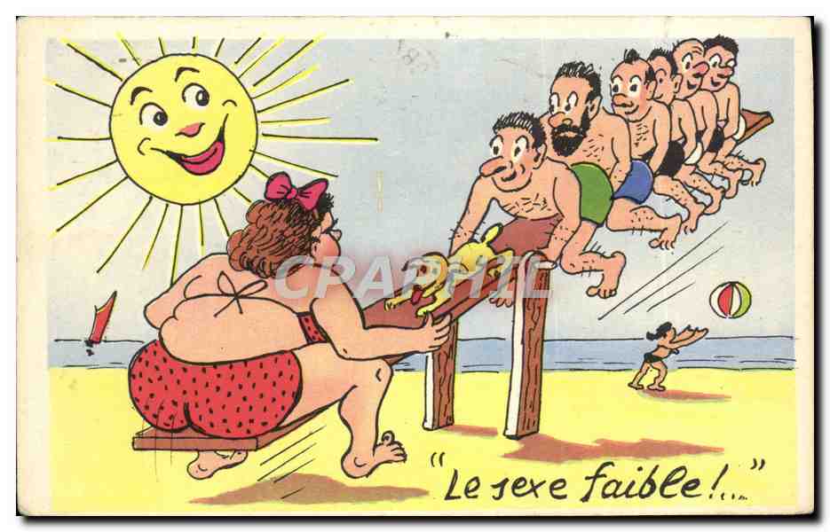 CPA Humour Femme forte Le sexe faible