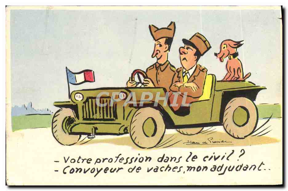 CPA Humour Votre profession dans le civil Adjudant Soldat Militaria