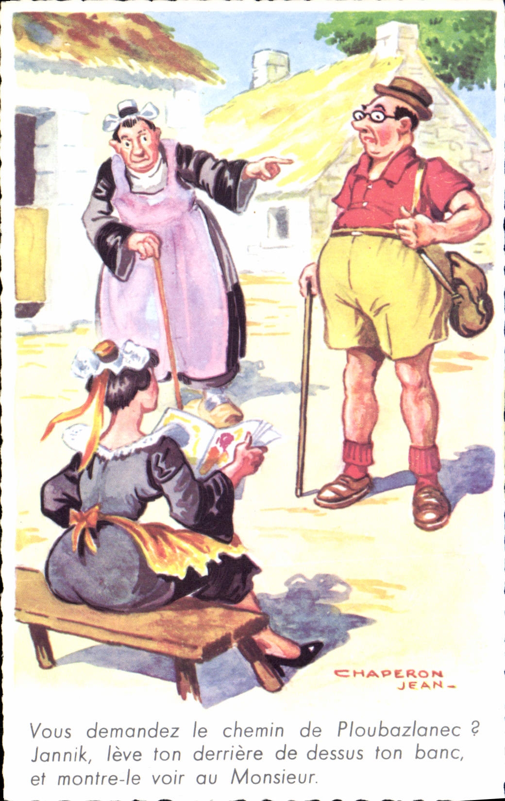 CPA Humour Jean Chaperon Chemin de Ploubazlanec 