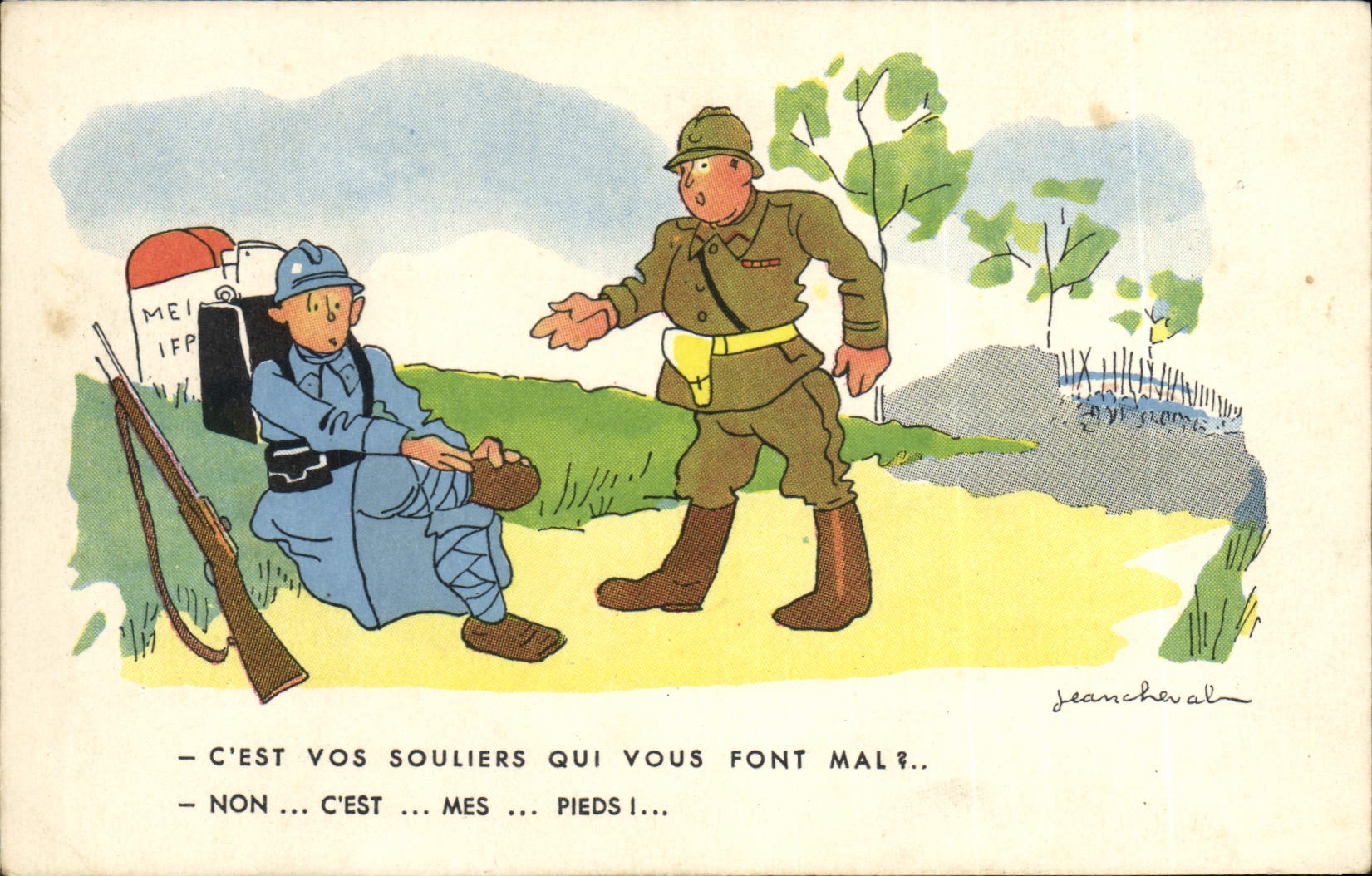 Soldats en campagne — dialogue humoristique — Jeancharal