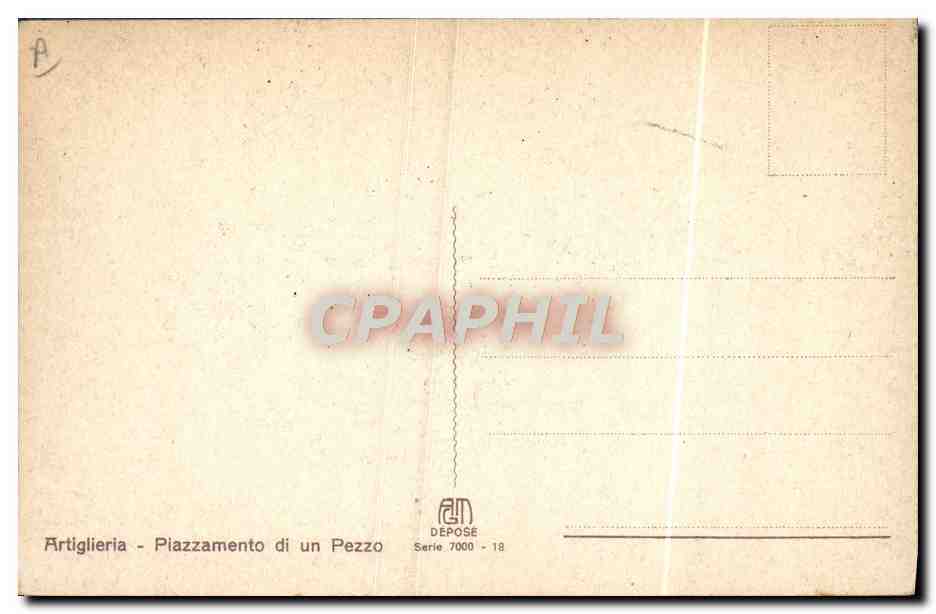 CPA Militaria Artigliera Piazzamento di un pezzo Canon  — Rückseite