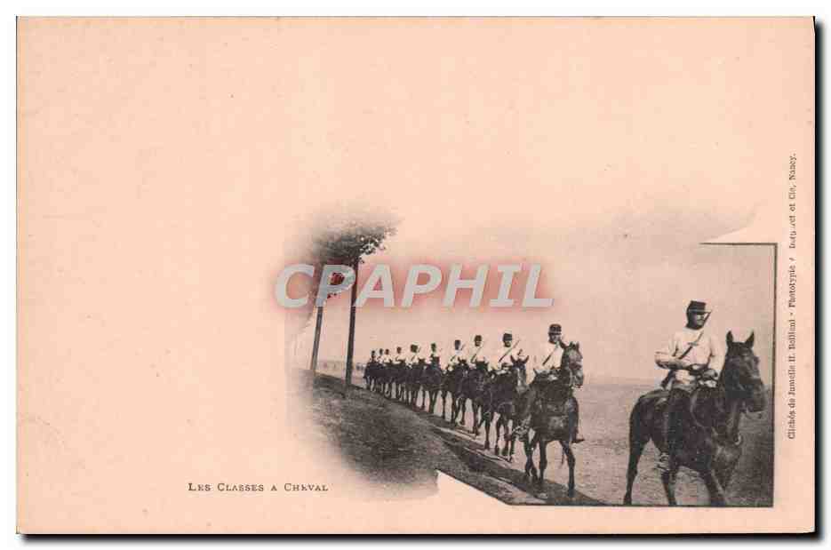 Les Classes à Cheval — École de cavalerie à Nancy — Chiladé de Jamtis II. Bollinal, Phototypie - Recto