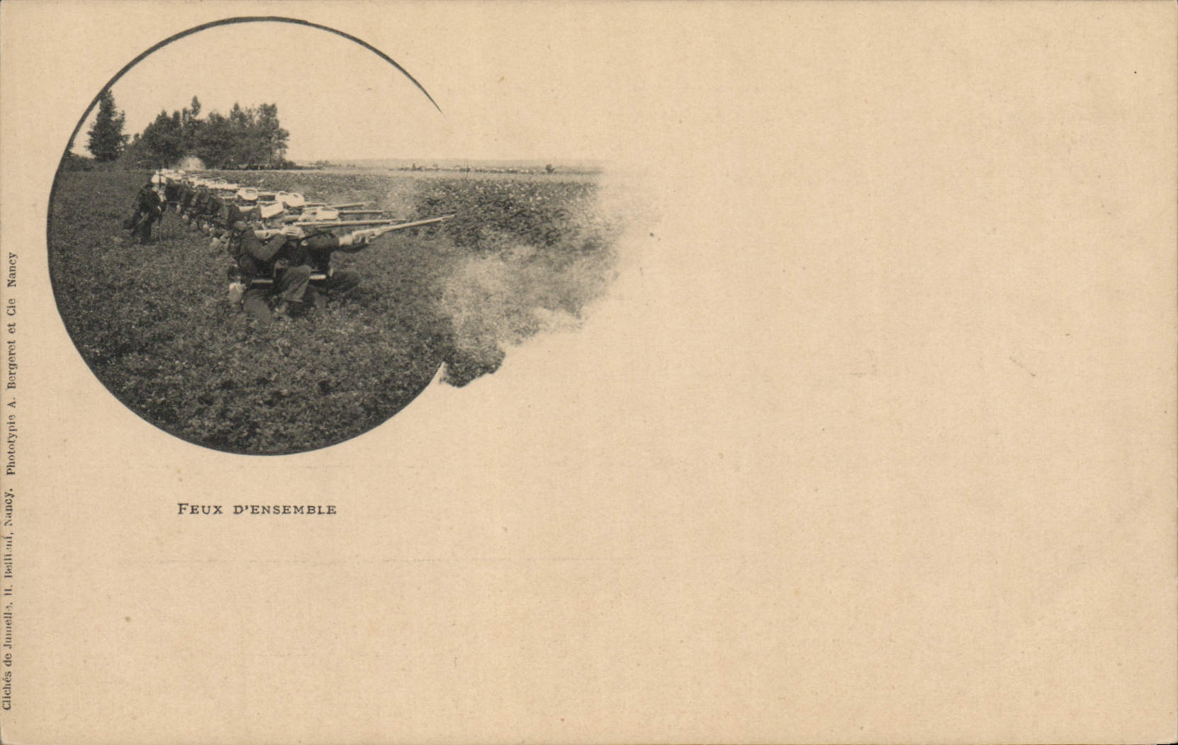 Feux d'ensemble — Soldats en action — Phototypie A. Barporet, Nancy