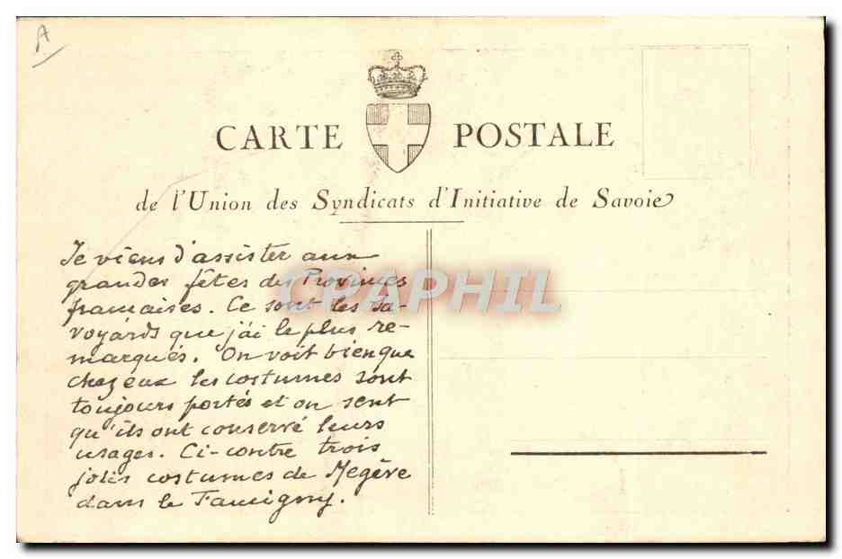 CPA Folklore Savoie  — Verso