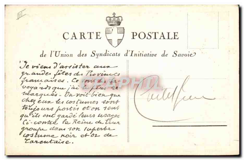 CPA Folklore Savoie  — Verso