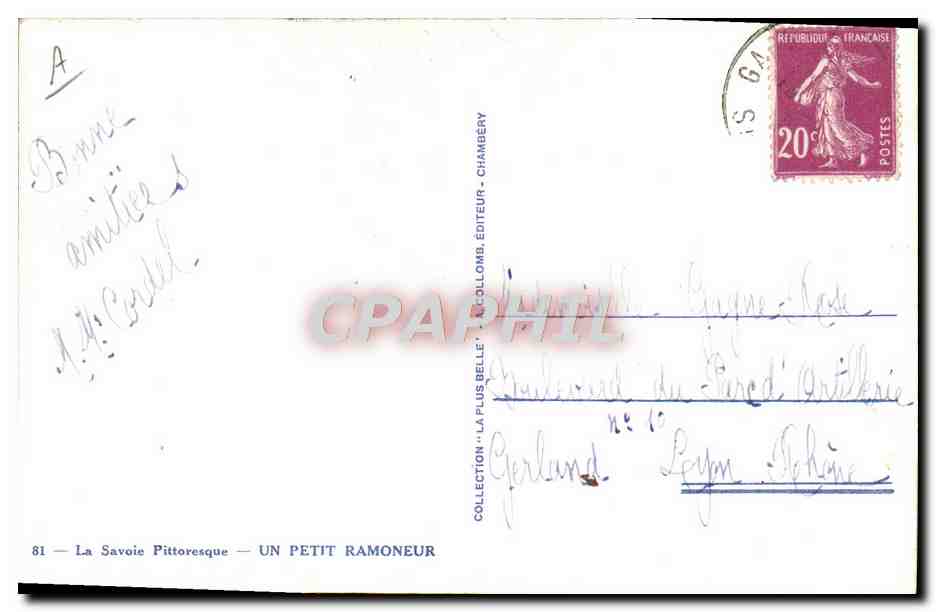 CPA Folklore Savoie Le petit ramoneur — Verso