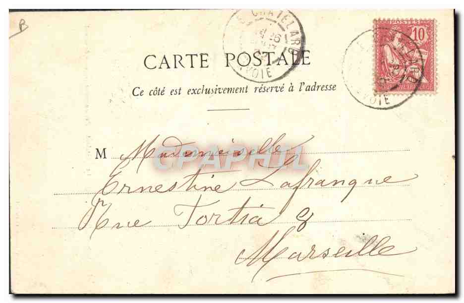 CPA Folklore Les Bauges Le Chatelard Paysannes en costume de travail — Verso