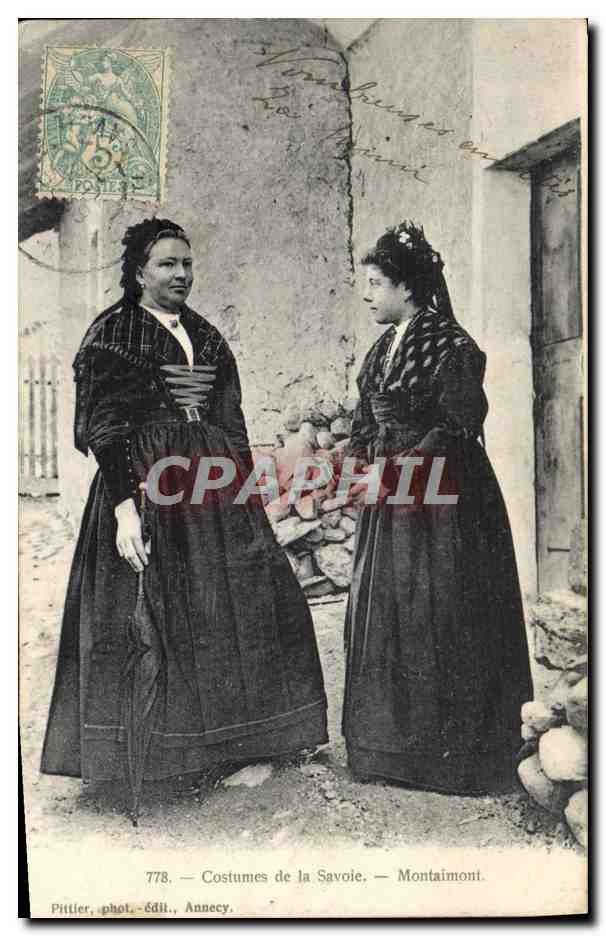 CPA Folklore Costumes de Savoie Montaimont 