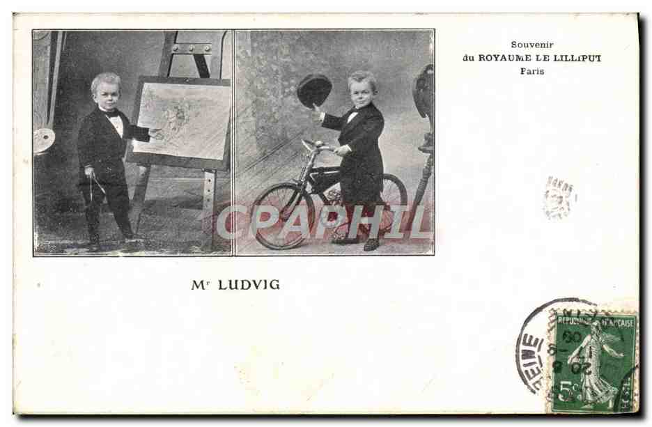 CPA Foklore Nain Royaume de Lilliput Paris Mr Ludwig Velo Cycle 