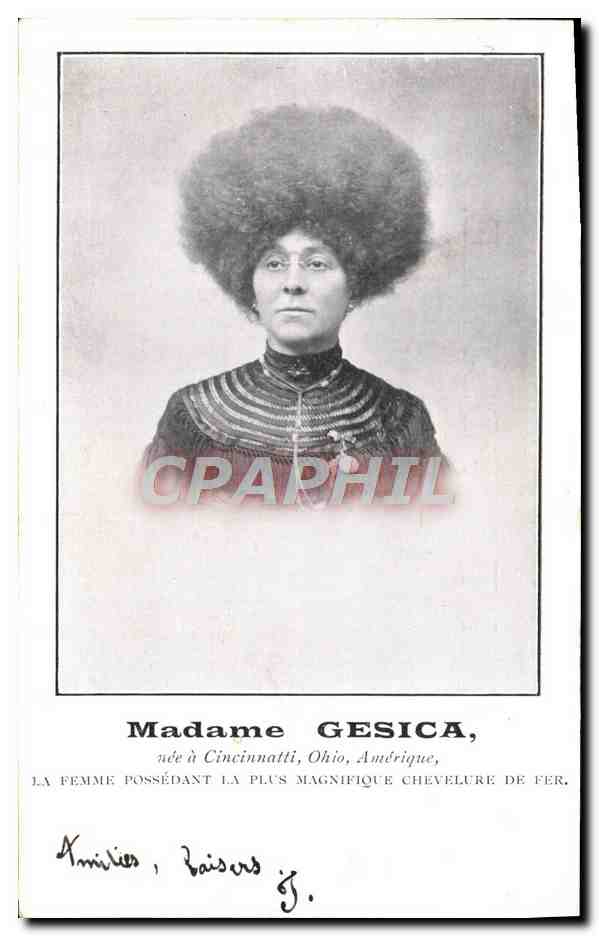CPA Foklore Madame Gesica nee a Cincinnati Ohio Chevelure de fer Cheveux Coiffeur Coiffure 