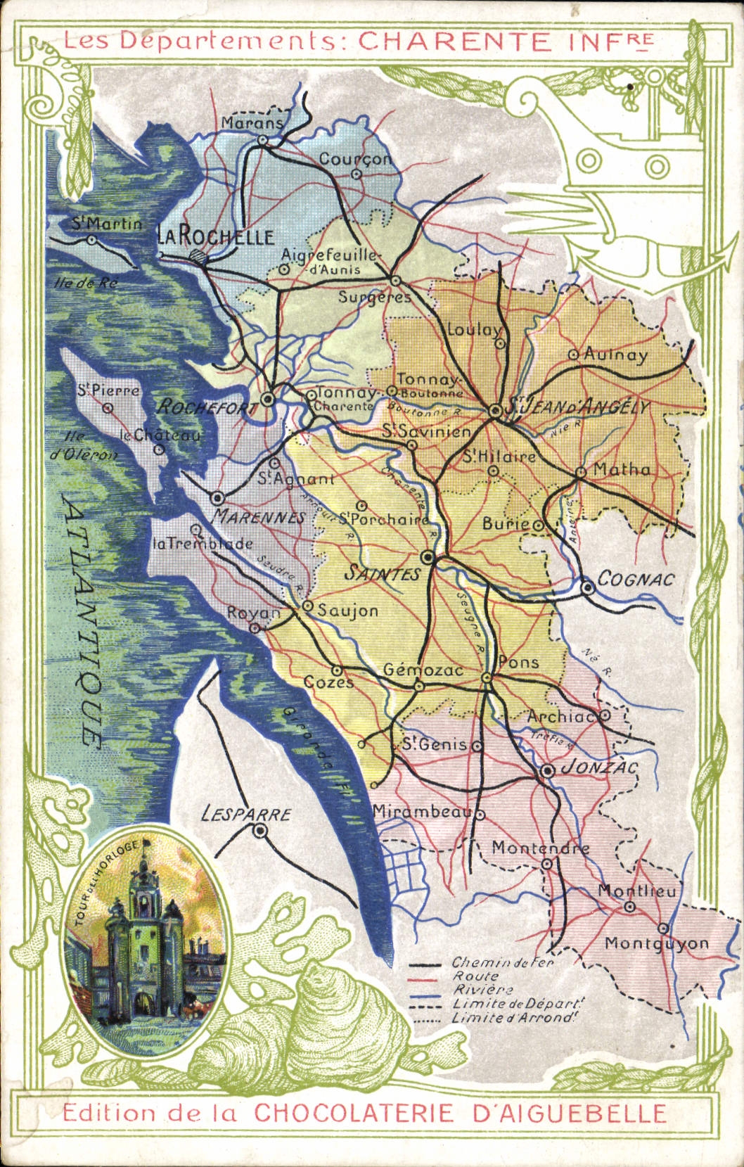 CPA Cartes Geographiques Chocolaterie d'Aiguebelle Charente Inferieure