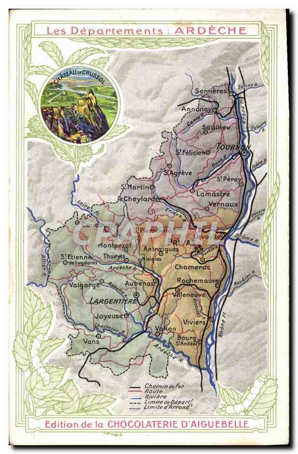 CPA Cartes Geographiques Chocolaterie d'Aiguebelle Ardeche 