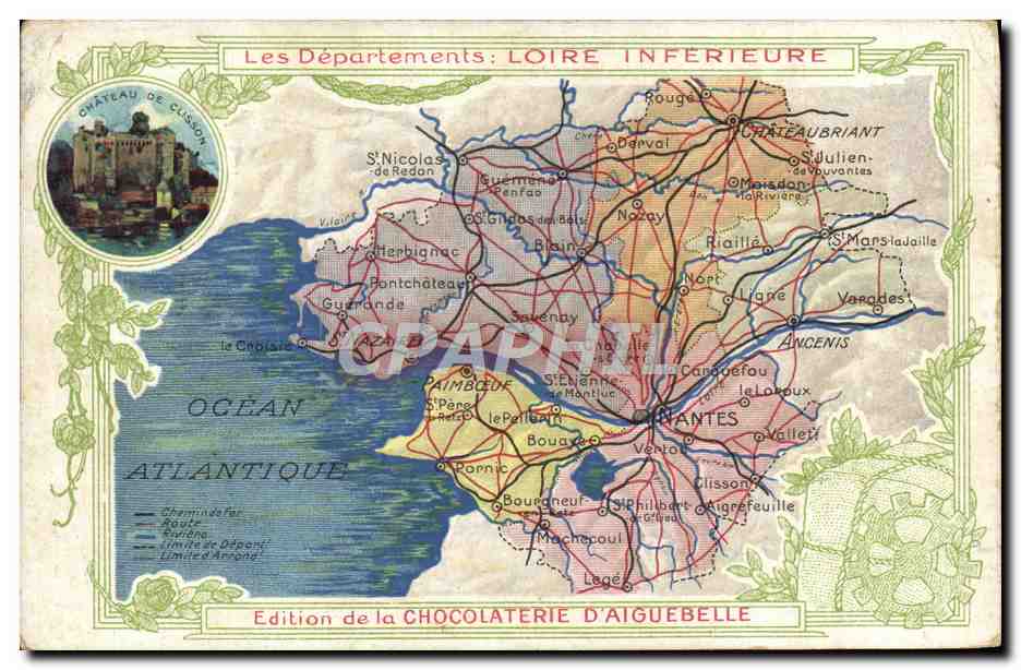 Carte postale illustrée - Les Départements : Loire Inférieure — Édition de la Chocolaterie d'Aiguebelle