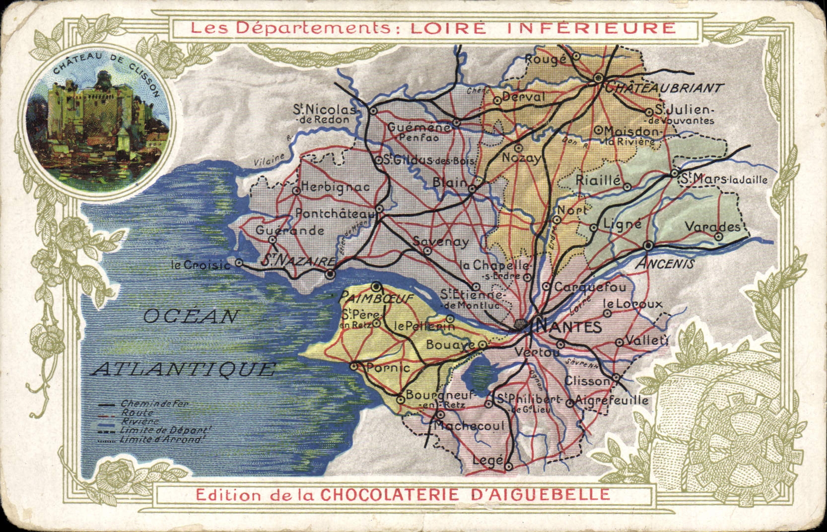 CPA Cartes Geographiques Chocolaterie d'Aiguebelle Loire Inferieure