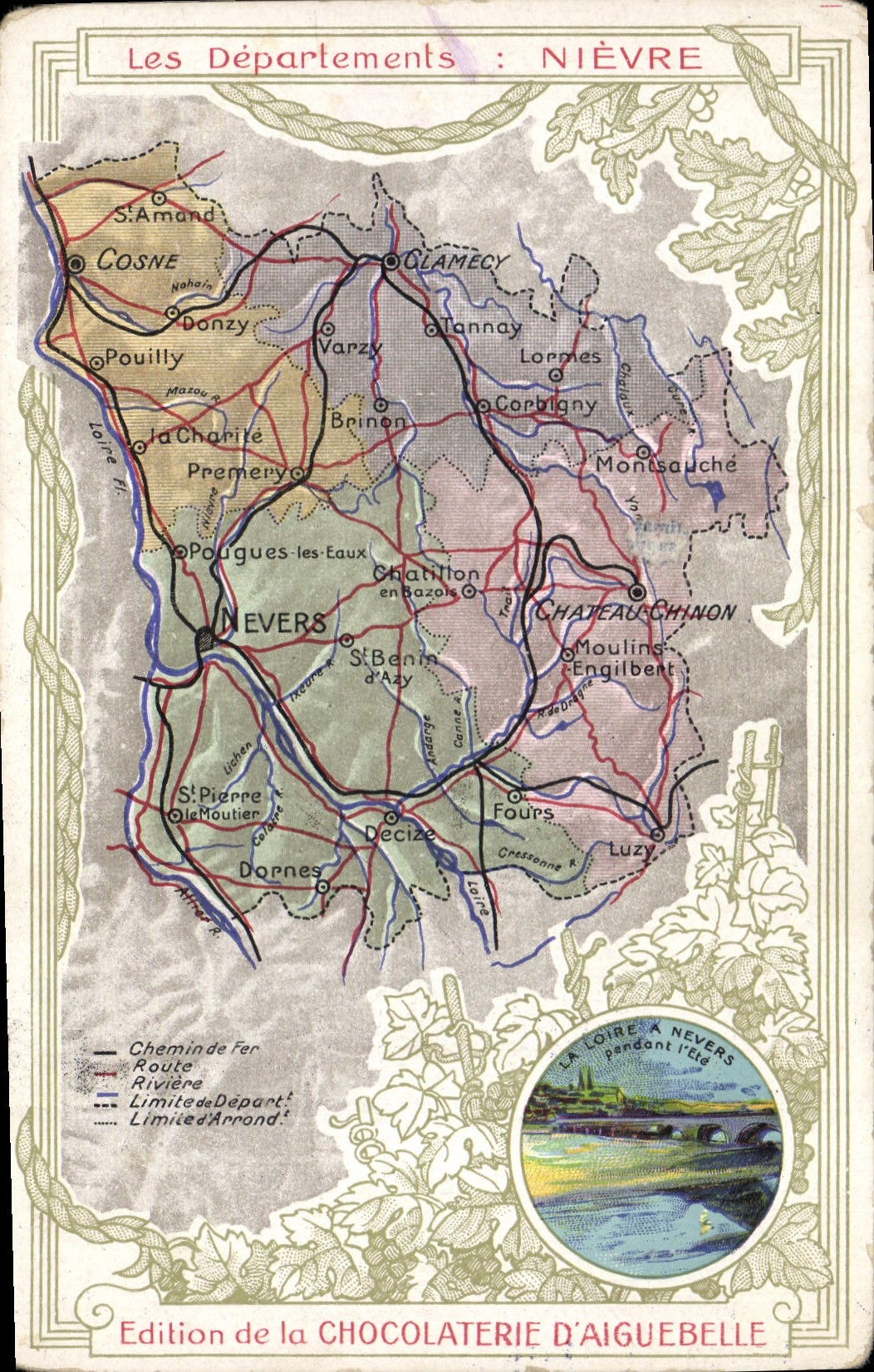 Nièvre — Carte des Départements — Édition de la Chocolaterie d'Aiguebelle