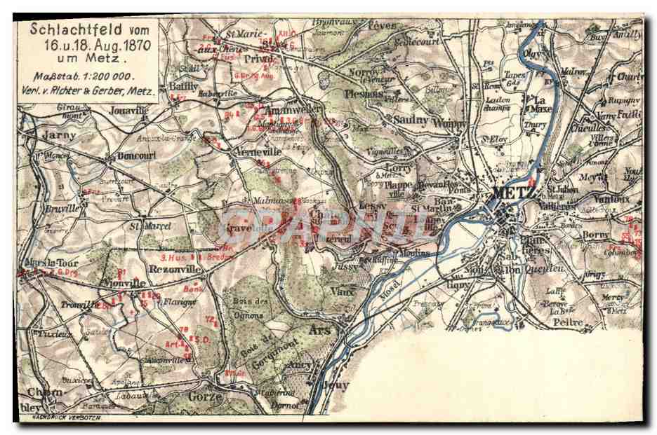 CPA Cartes Geographiques Schlachtfeld vom 1870 um Metz