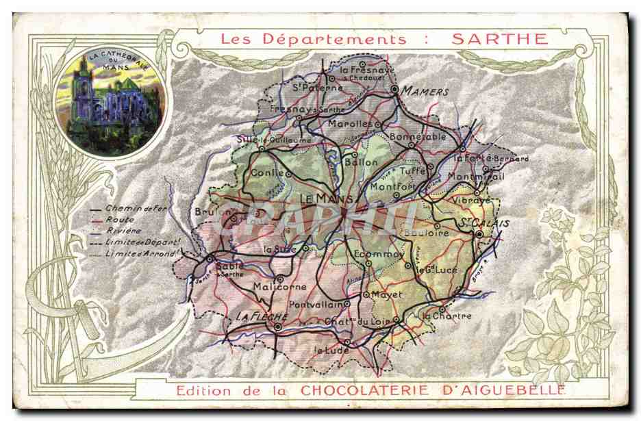 Tarjeta postal antigua Tarjetas Geográficas Chocolaterie d'Aiguebelle Sarthe Le Mans