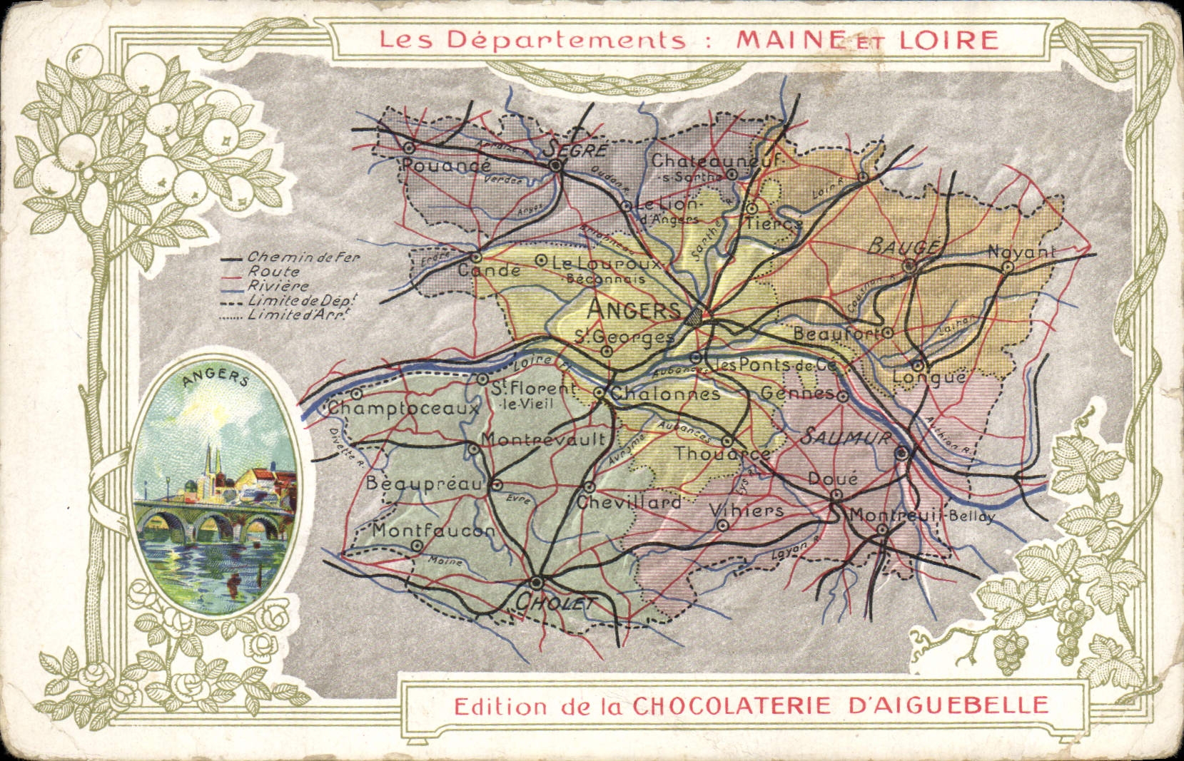 CPA Cartes Geographiques Chocolaterie d'Aiguebelle Maine et Loire Angers 