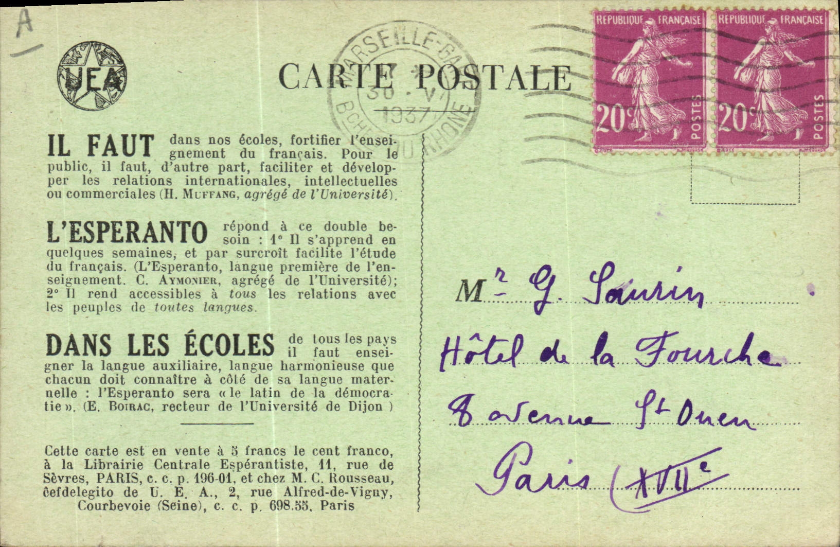 Carte Postale Esperanto