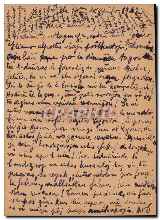 Carte Esperanto  — Rückseite