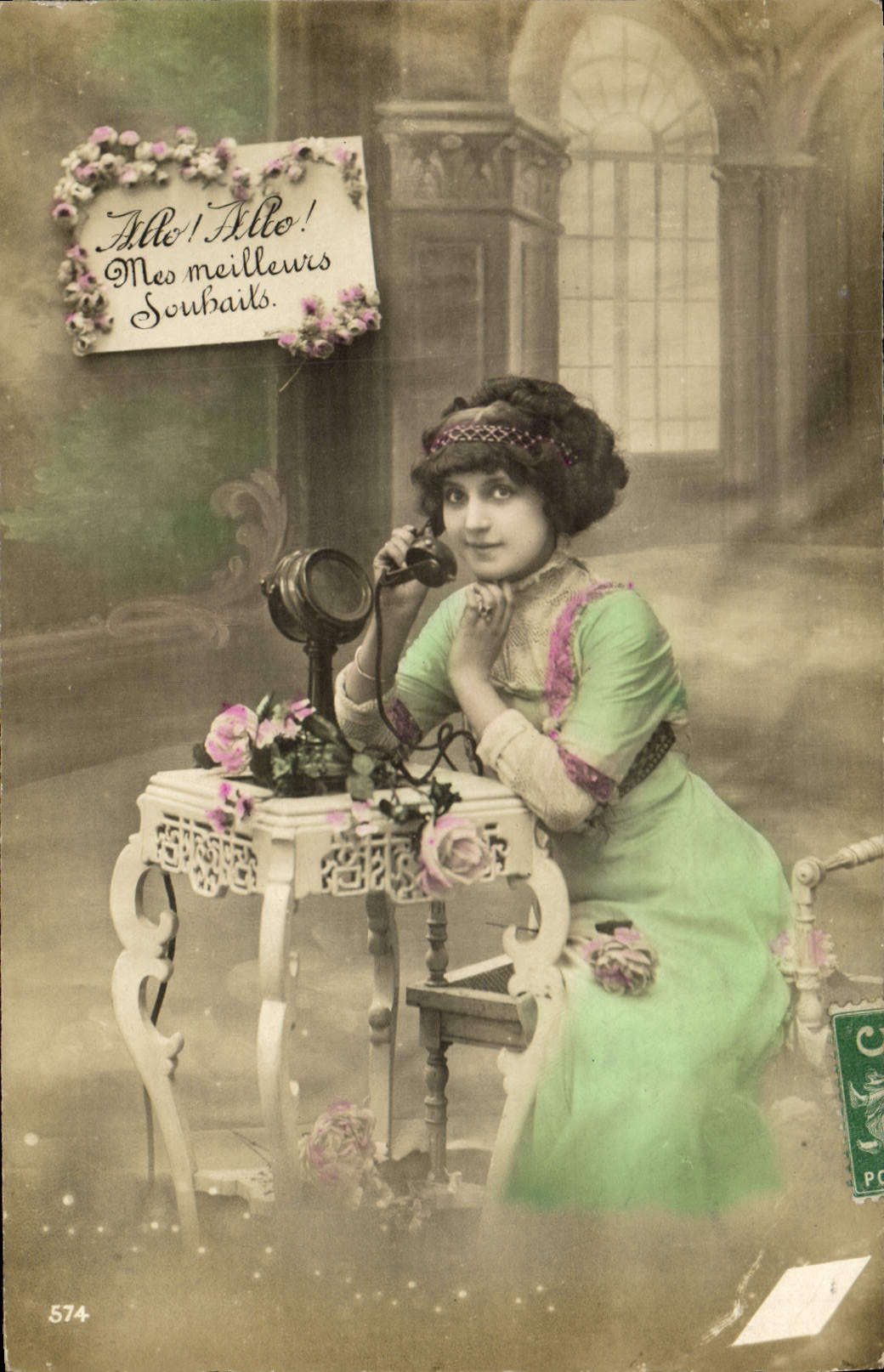 CPA Fantaisie Telephone Femme 