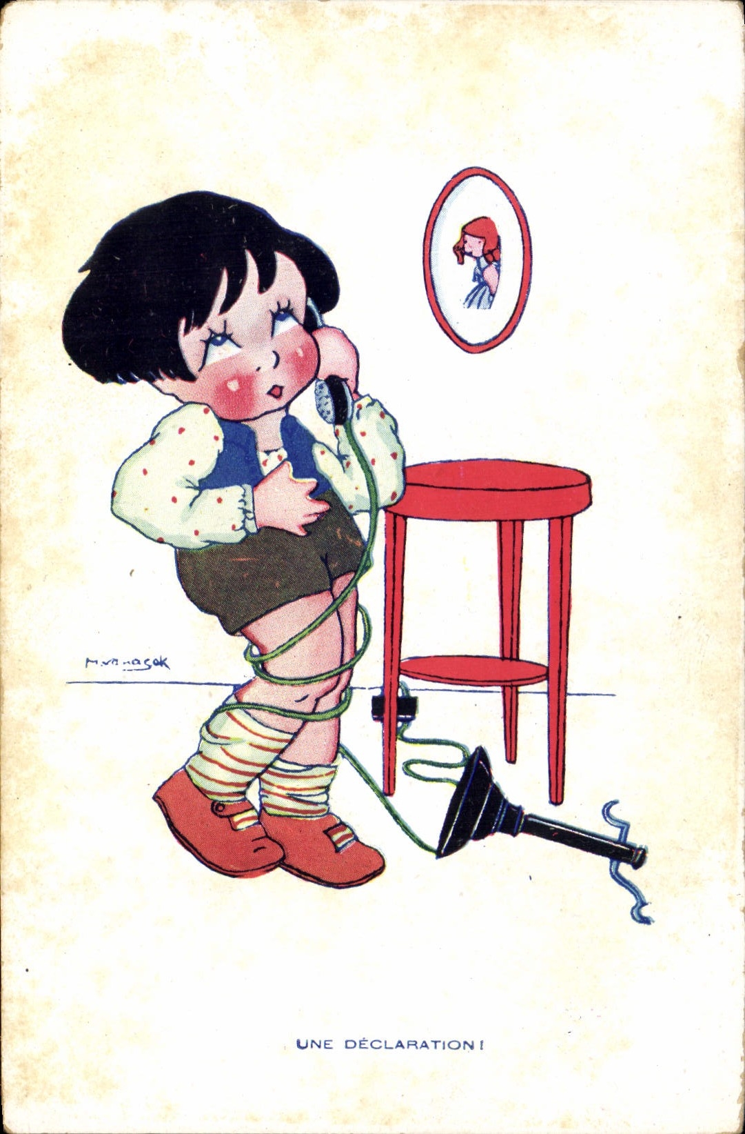 Enfant téléphonant — Une déclaration ! — M. Nasak