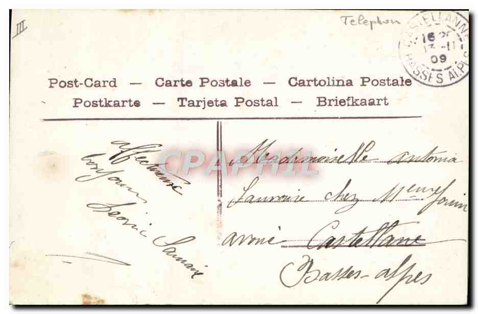 CPA Fantaisie Telephone Femme — Rückseite