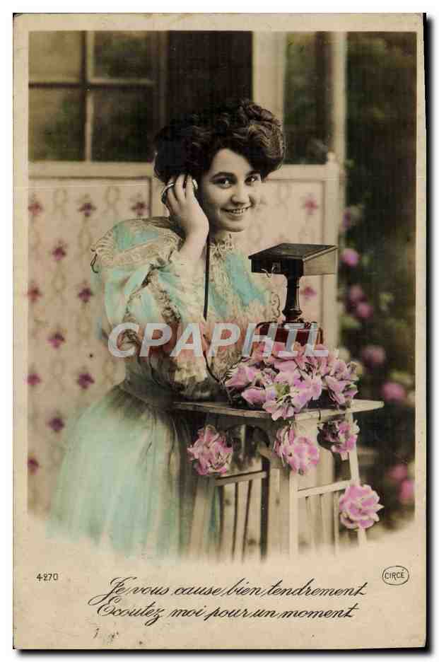 CPA Fantaisie Telephone Femme