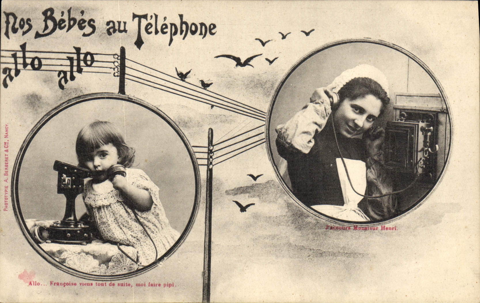 I Nostri Bambini al Telefono — Fototipo A. Berberet & Cie, Nancy — Numero di serie non visibile