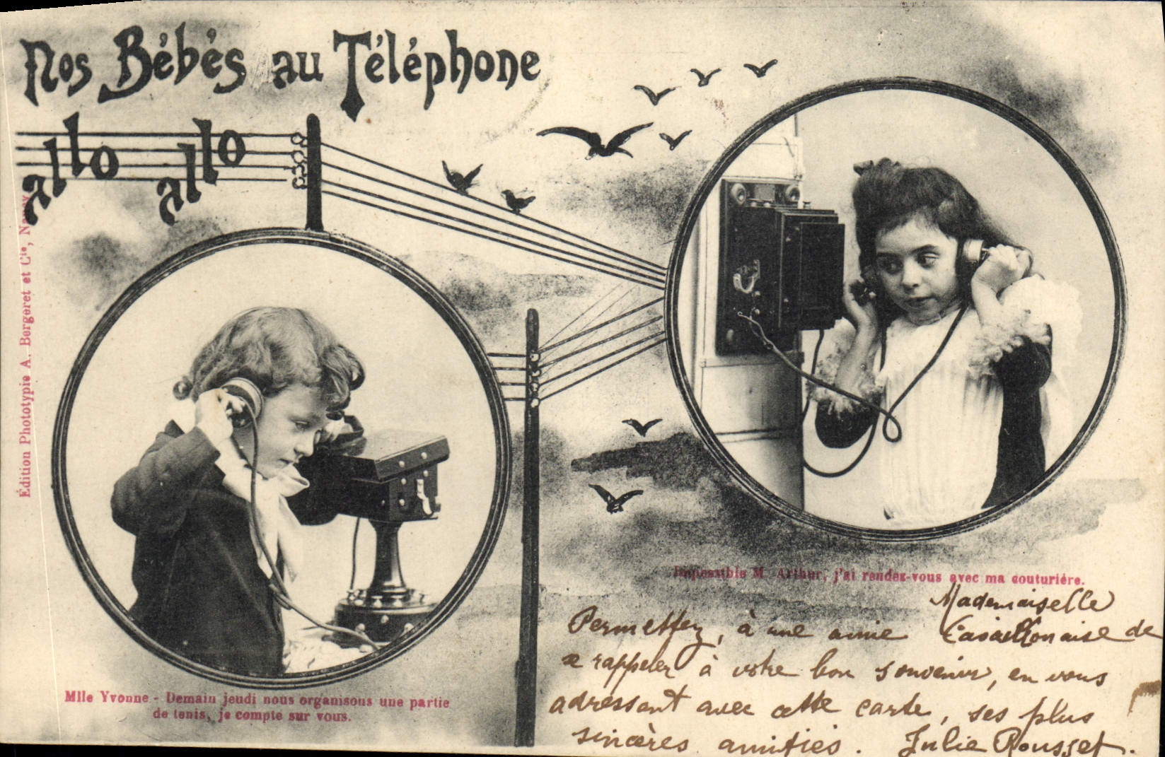 Onze Babys aan de Telefoon — Fototypie-uitgave A. Bargaret et Cie, N° 18