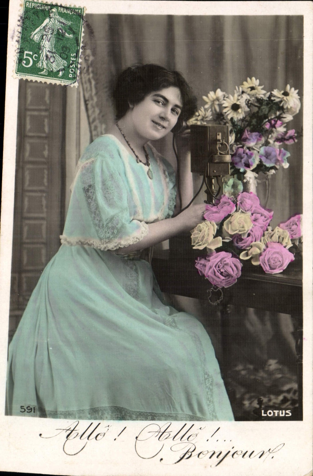 CPA Fantaisie Telephone Femme
