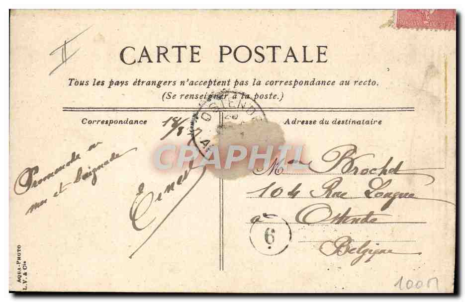 Port de Calais — Vue du port avec vapeur et voiliers — Éditeur L.V. & Cie, n° 90 — Verso