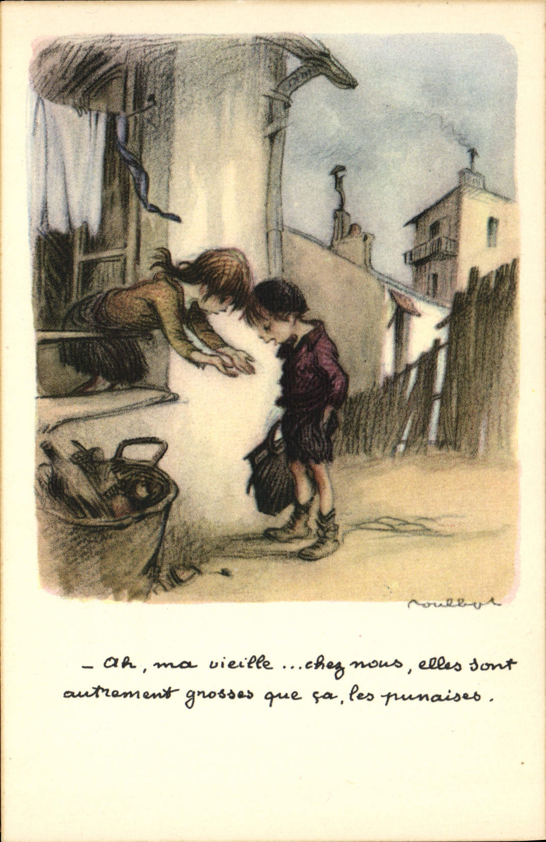 Enfants dans une cour — scène de vie — Ligue Nationale Contre le Taudis
