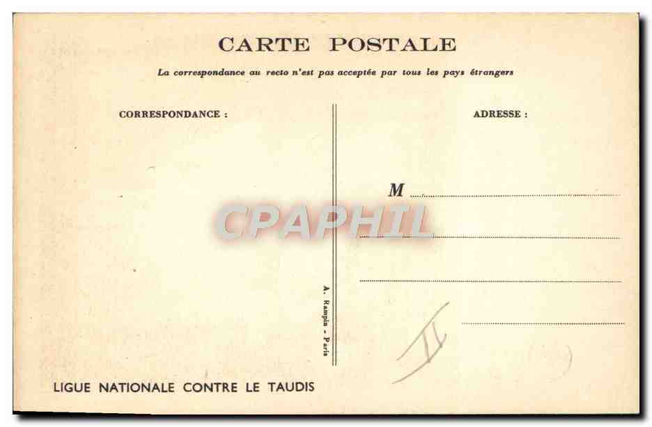 Enfants et femme avec poupée — scène de rue — Ligue Nationale Contre le Taudis — Rückseite
