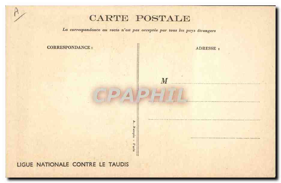 Enfants regardant un bébé dans un coffre — dessin de Noulbo — Ligue Nationale Contre le Taudis — Rückseite