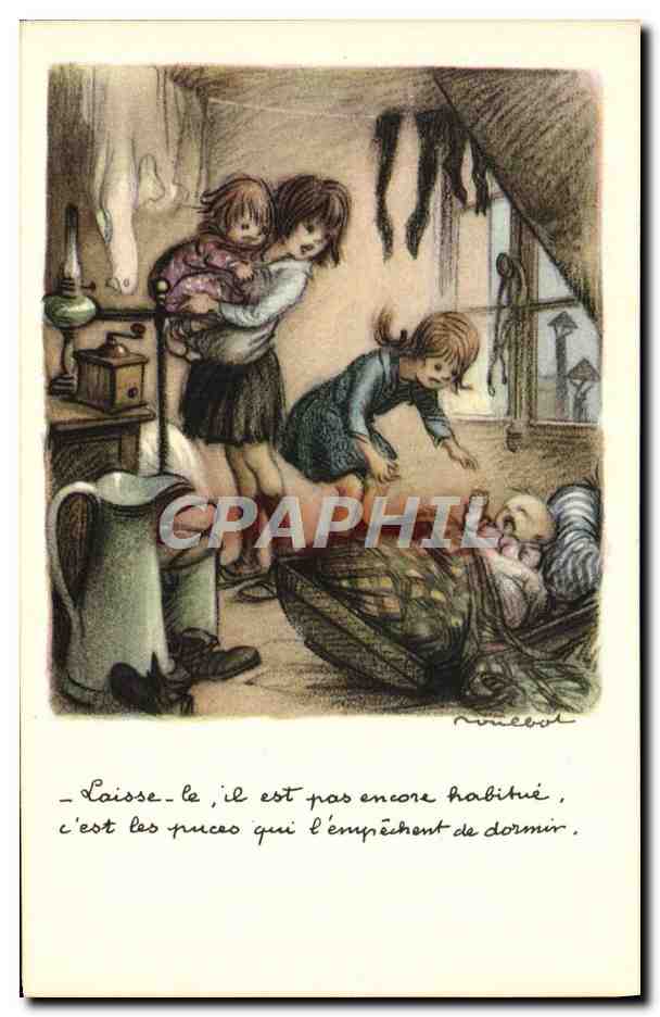 Enfants aidant un bébé à dormir — Ligue Nationale Contre le Taudis — édition Rampa - Paris